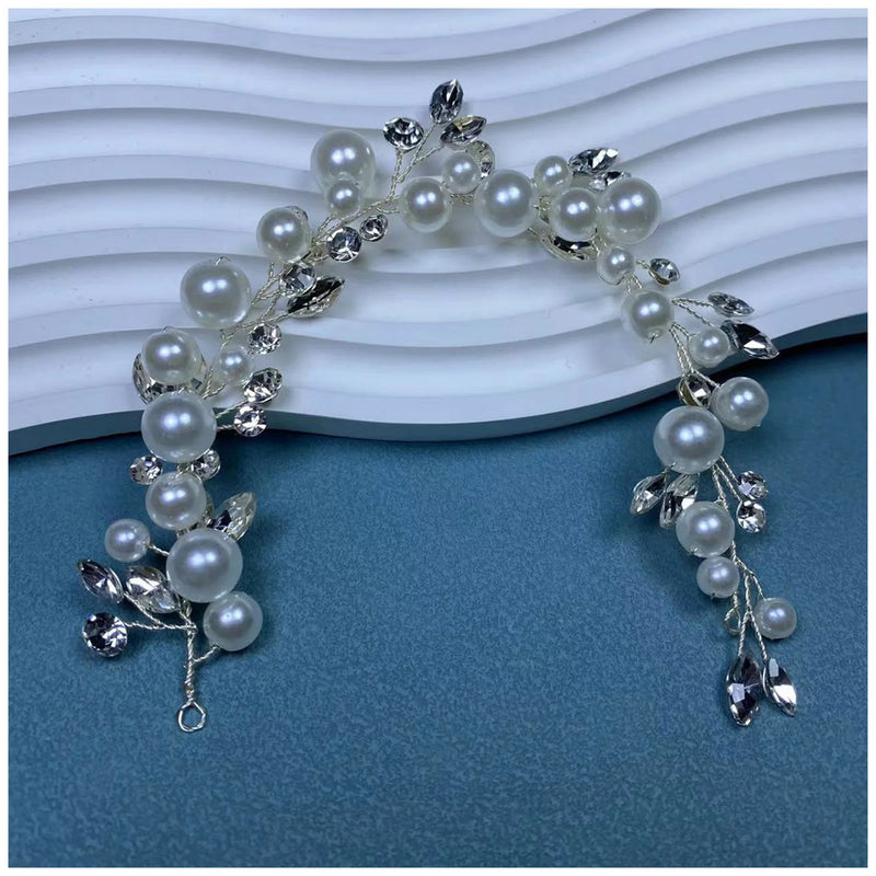 Big Pearl Headband for Bride Wedding Hair Accessories Rhinestone Hairbands