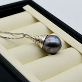 Baroque Silver Wire Woven Pearl Pendant Necklace