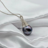 Baroque Silver Wire Woven Pearl Pendant Necklace