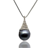 Baroque Silver Wire Woven Pearl Pendant Necklace
