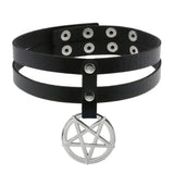 Pentagram Choker Goth Collar Women Leather Necklace Party Club Cosplay