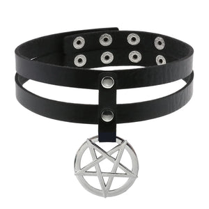 Pentagram Choker Goth Collar Women Leather Necklace Party Club Cosplay