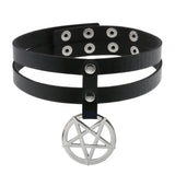 Pentagram Choker Goth Collar Women Leather Necklace Party Club Cosplay