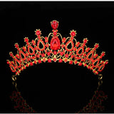 Big Princess Red Crown Tiara Crystal Rhinestone Wedding Accessories