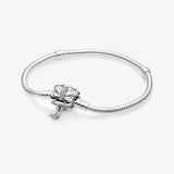 925 Silver Bracelet Rose Golden Daisy Flower Snake Chain Women Jewelry