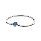 925 Silver Bracelet Rose Golden Daisy Flower Snake Chain Women Jewelry