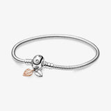 925 Silver Bracelet Rose Golden Daisy Flower Snake Chain Women Jewelry