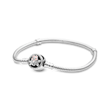 925 Silver Bracelet Rose Golden Daisy Flower Snake Chain Women Jewelry
