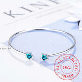 Clear Austrian Crystals Star Bangles in 925 Sterling Silver