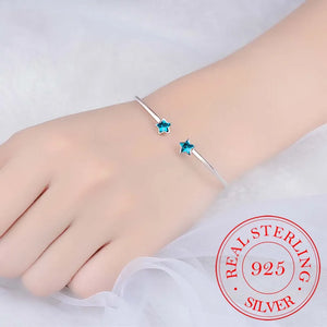 Clear Austrian Crystals Star Bangles in 925 Sterling Silver