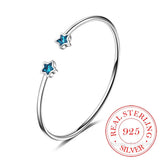 Clear Austrian Crystals Star Bangles in 925 Sterling Silver