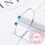 Clear Austrian Crystals Star Bangles in 925 Sterling Silver