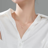 925 Silver Butterfly Pendant Necklace With Crystal for Women