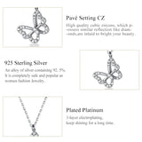 925 Silver Butterfly Pendant Necklace With Crystal for Women
