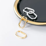 925 Silver Polished Oval-Shaped Hoop Huggie Earrings