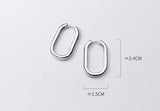 925 Silver Polished Oval-Shaped Hoop Huggie Earrings