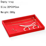 Red Velvet Jewelry Display Box, Ring Organizer, Necklace Shelf, Earring Storage