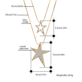 Rhinestone Star Pendant Necklace 2 Layered Sweater Chain