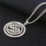 Rotatable US Dollar Money Sign Pendant Necklace Rapper Hip Hop Punk Chain