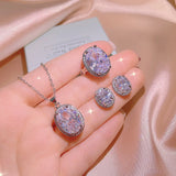 Round Crystal Cz 925 Silver Plated Wedding Earrings