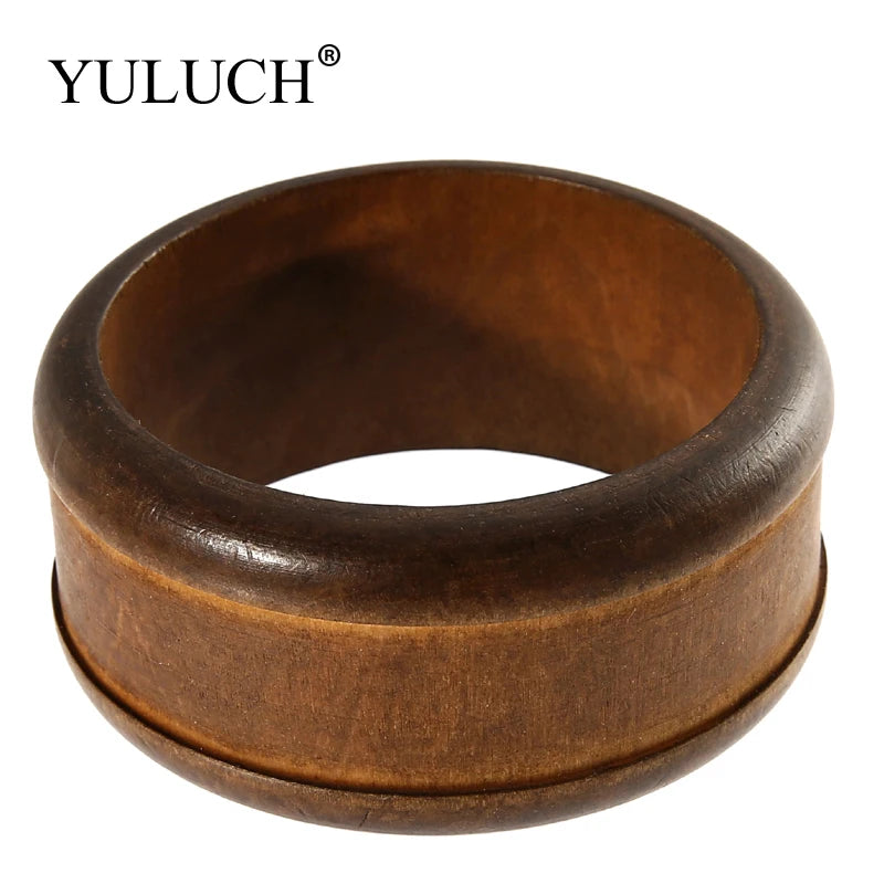 DIY Natural Wooden Bangles Vintage Wood Bracelet Brown