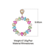 Big Round Rhinestone Dangle Earrings for Women