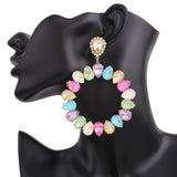 Big Round Rhinestone Dangle Earrings for Women