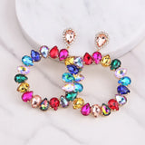Big Round Rhinestone Dangle Earrings for Women