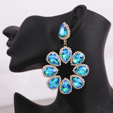 Big Round Rhinestone Dangle Earrings for Women