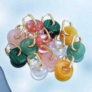 Natural Stone Crystal Pendants Earrings for Women