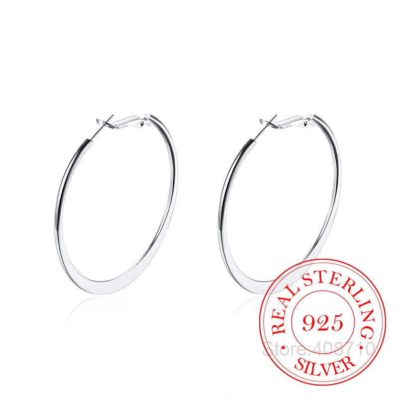 925 Sterling Silver Large Hoop Earrings for Women 5.3X5.1CM