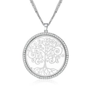 Tree of Life Pendant Necklace Clear Crystal Long Necklaces Birthday Jewelry