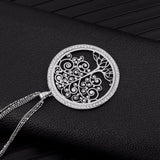 Tree of Life Pendant Necklace Clear Crystal Long Necklaces Birthday Jewelry