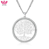 Tree of Life Pendant Necklace Clear Crystal Long Necklaces Birthday Jewelry