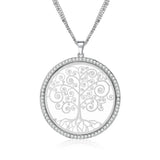 Tree of Life Pendant Necklace Clear Crystal Long Necklaces Birthday Jewelry