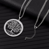 Tree of Life Pendant Necklace Clear Crystal Long Necklaces Birthday Jewelry