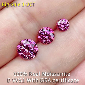 0.5-2CT Pink Moissanite Loose Lab-grown Diamonds D VVS1 3EX Gemstone
