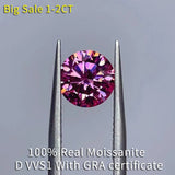 0.5-2CT Pink Moissanite Loose Lab-grown Diamonds D VVS1 3EX Gemstone