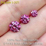 0.5-2CT Pink Moissanite Loose Lab-grown Diamonds D VVS1 3EX Gemstone