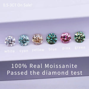 VVS1 Real Moissanite Gemstone Loose Diamonds Stone Round Cut For Rings