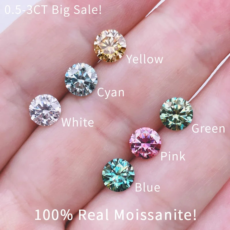 VVS1 Real Moissanite Gemstone Loose Diamonds Stone Round Cut For Rings