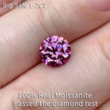 Real Moissanite Pink Loose Diamonds Pink Red VVS1 Round Cut Gemstone