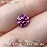Real Moissanite Pink Loose Diamonds Pink Red VVS1 Round Cut Gemstone