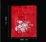 Satin Drawstring Jewelry Pouch Embroidery Gift Bags 2pcs/lot