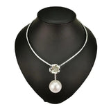 Pearl Alloy Torques Choker Necklace Metal Flower Collar for Women