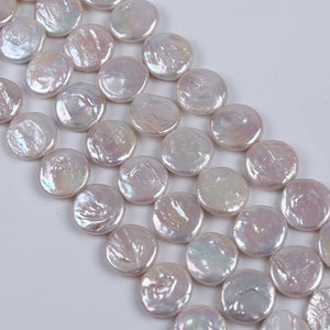 Large 18-19mm Freshwater Pearl Strand Coin Shape Beads for Jewelry Making