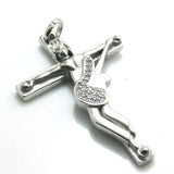 Large Stainless Steel Clean Stone Cross Pendant