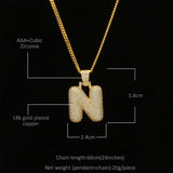 Bling CZ Bubble Initial Letters Pendant Copper A-Z Necklace