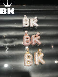 Bling CZ Bubble Initial Letters Pendant Copper A-Z Necklace