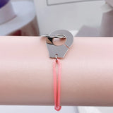 Sterling Silver Handcuffs Bracelet With Rope Men's Bangle